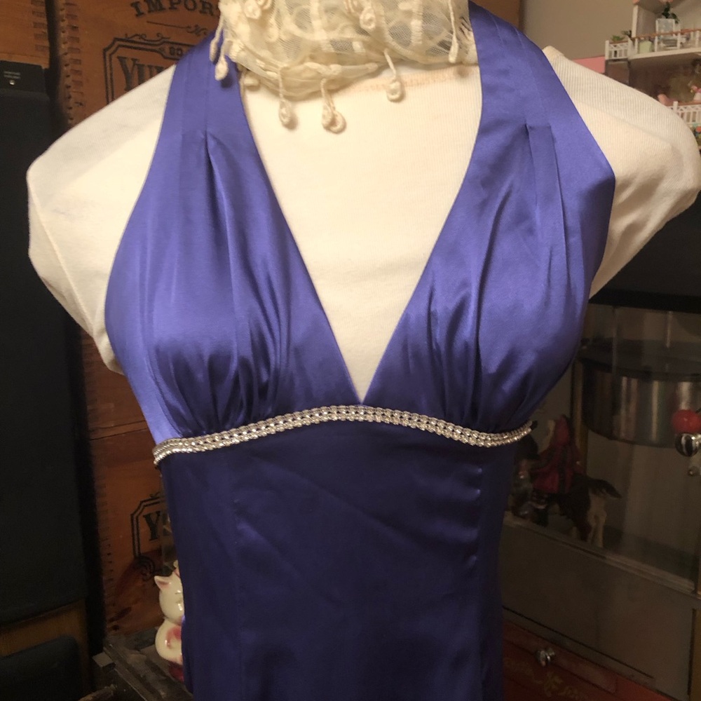 Morgan & Co Elegant Blue Halter Dress